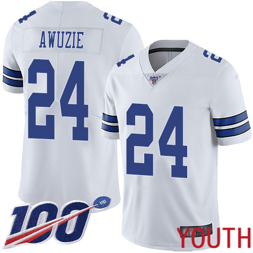 Youth Dallas Cowboys Limited White Chidobe Awuzie Road #24 100th Season Vapor Untouchable NFL Jersey->youth nfl jersey->Youth Jersey